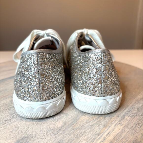 Kate Spade New York Glitter Lace Up Sneakers Silver Sparkle Women’s Shoes Sz 6.5 - Picture 7 of 11